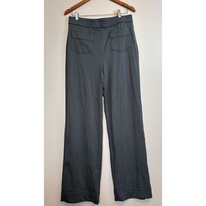 Halara High Waisted Straight Leg Work Pants Pockets Size Large Sage Green